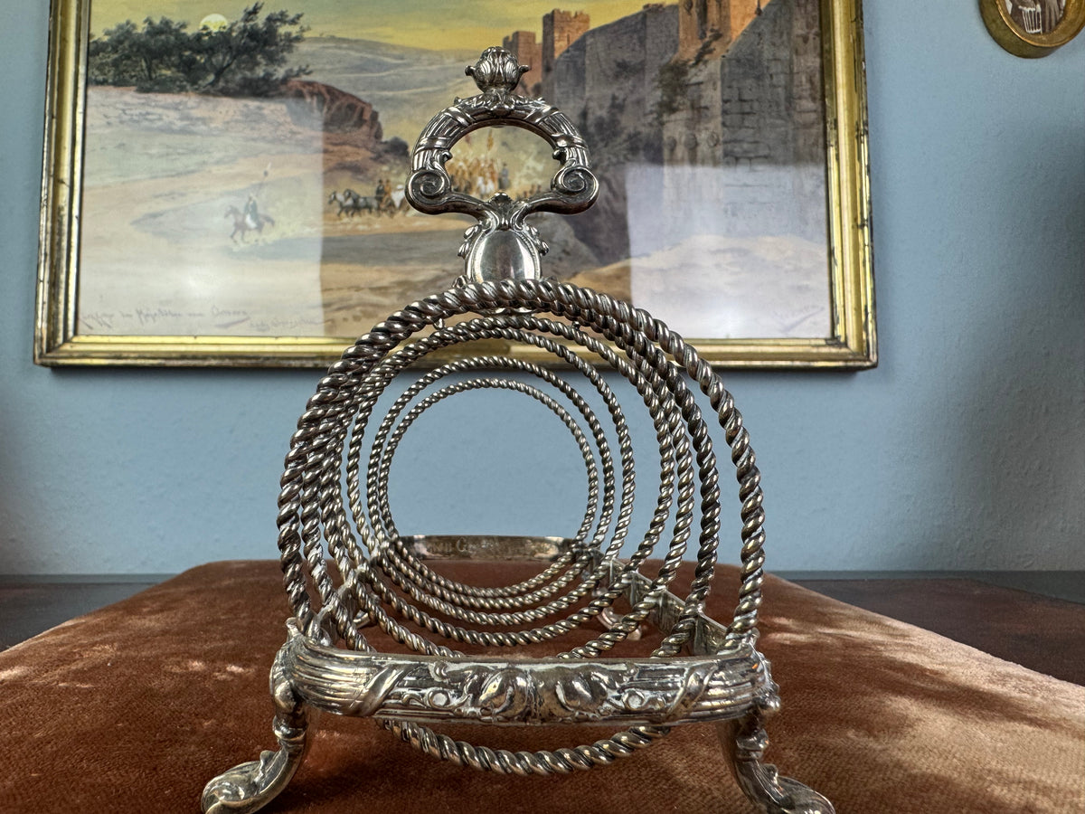Antikes Toast Rack Kaiser Wilhelm II., Silber von H.J. Wilm Berlin, 1903
