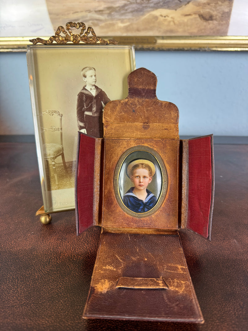 Fotografie und Trauerbild Prinz Waldemar von Preußen – seltenes preußisches Gedenkbild aus dem 19. Jahrhundert