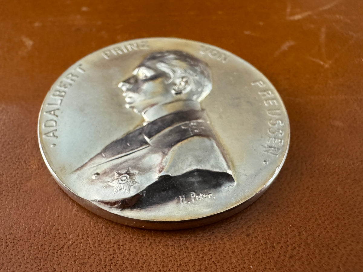 Seltene Porträtmedaille von Prinz Adalbert von Preußen 1915 von Hermann Peter mit originaler Begleitkarte und Etui