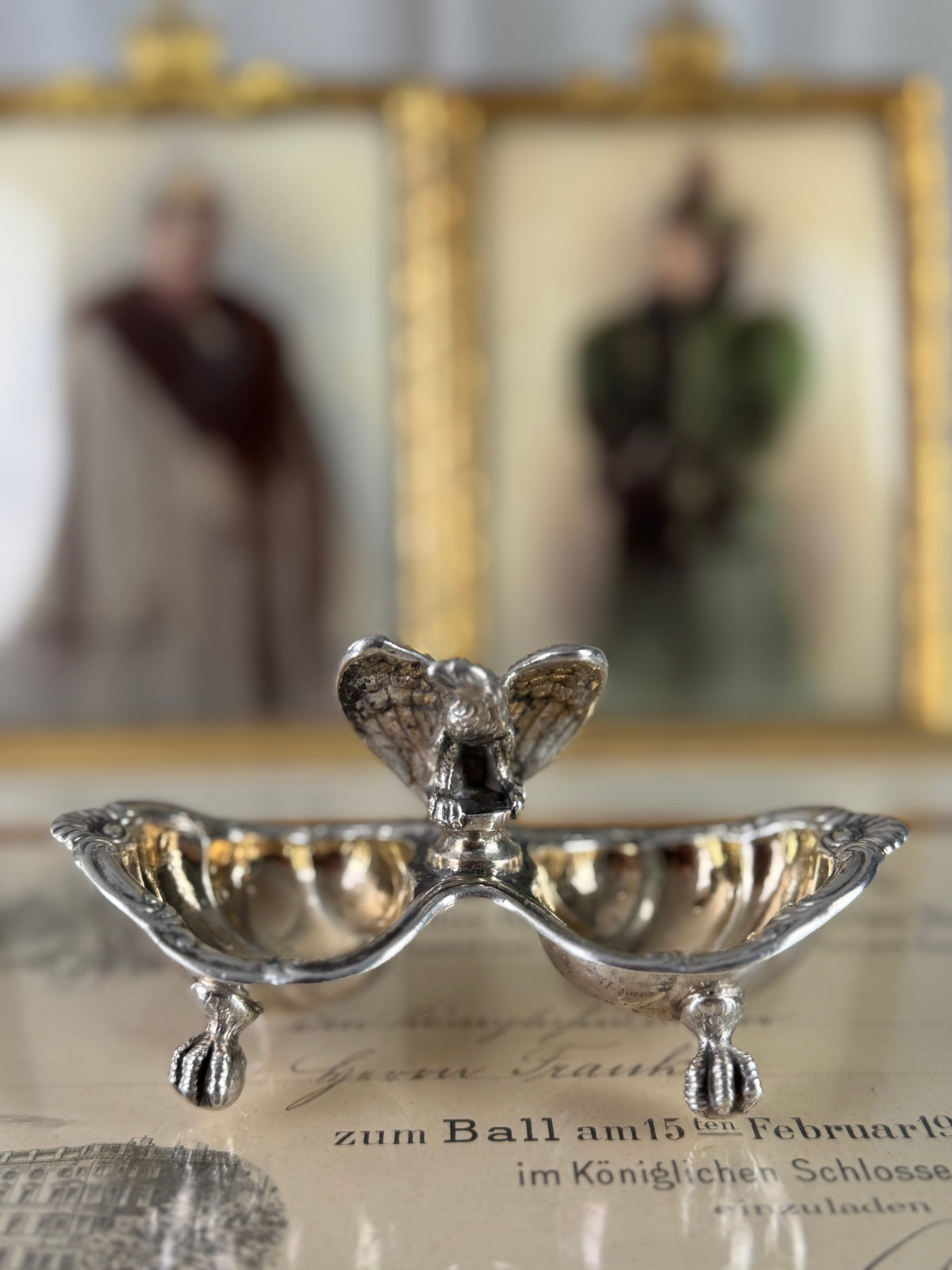 SY & WAGNER Silbernes Salzgefäß, Prinz Wilhelm, Kaiser Wilhelm II, ca. 1880