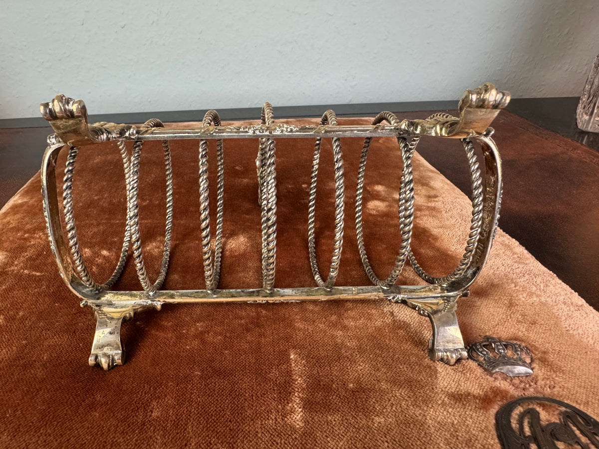 Antikes Toast Rack Kaiser Wilhelm II., Silber von H.J. Wilm Berlin, 1903