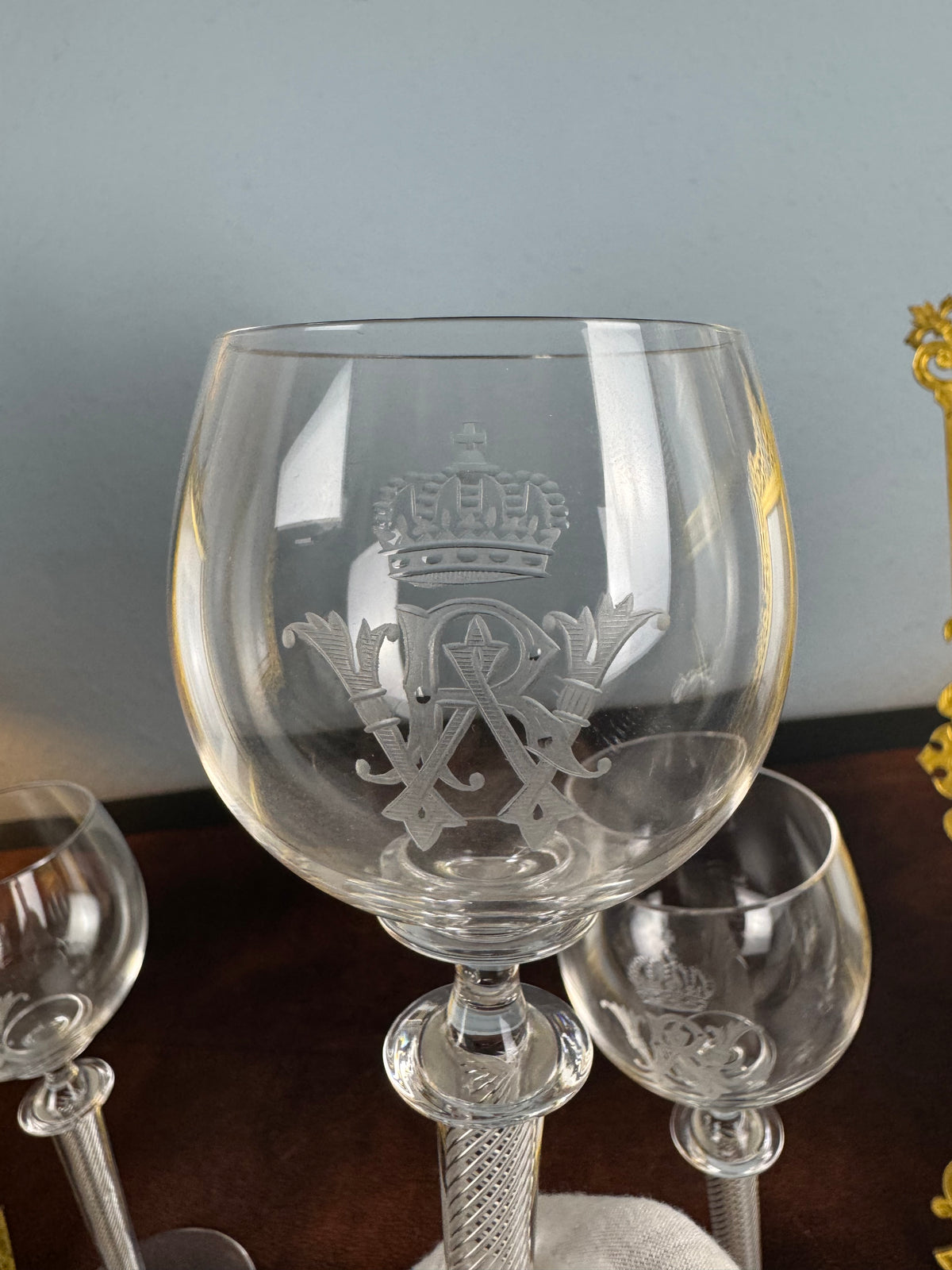 Quatre grands verres à eau, Kaiser Guillaume II, vers 1890