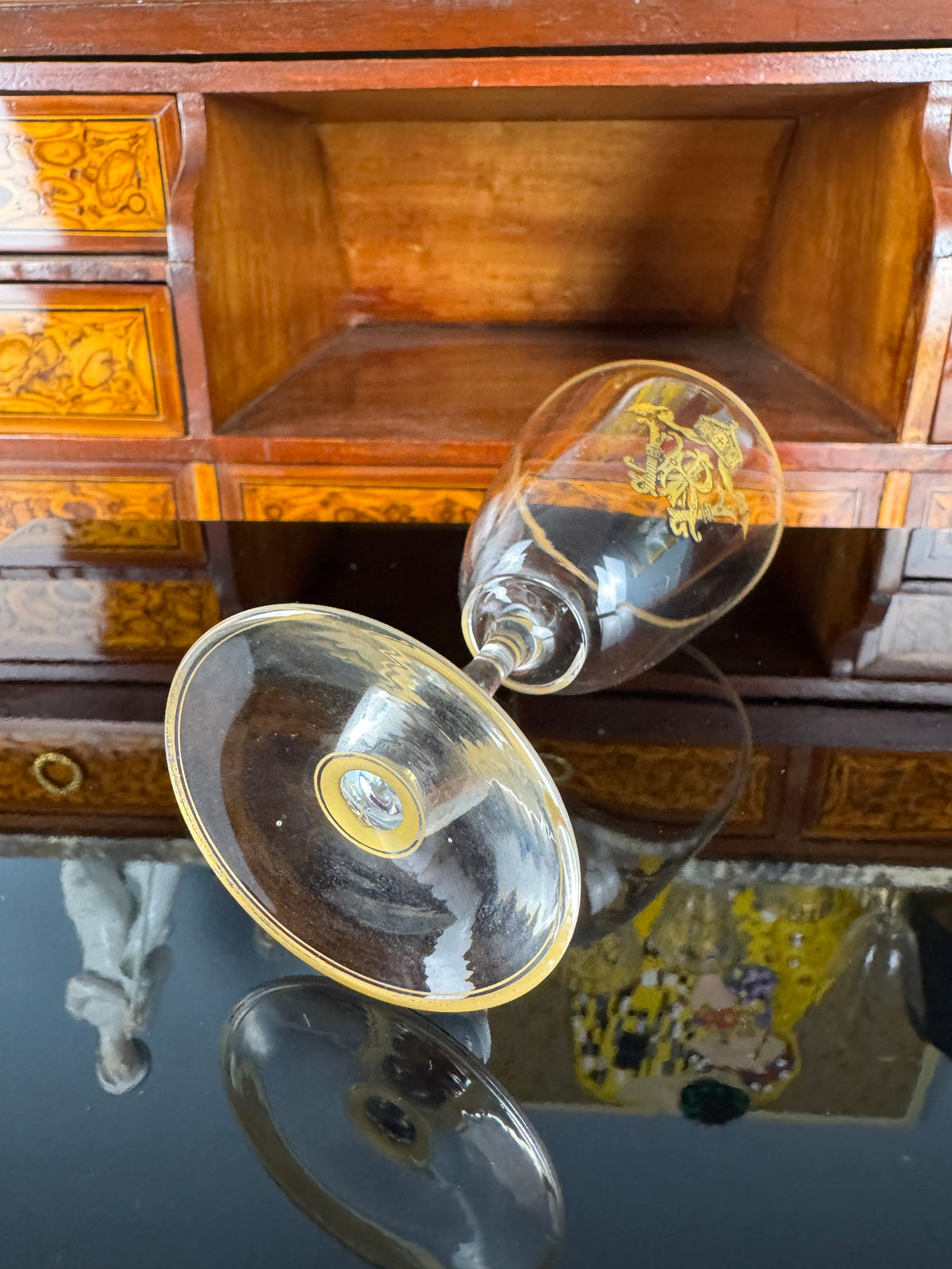 Kaiserliches Wasserglas & Portweinglas Wilhelm II. IRW Monogramm um 1900