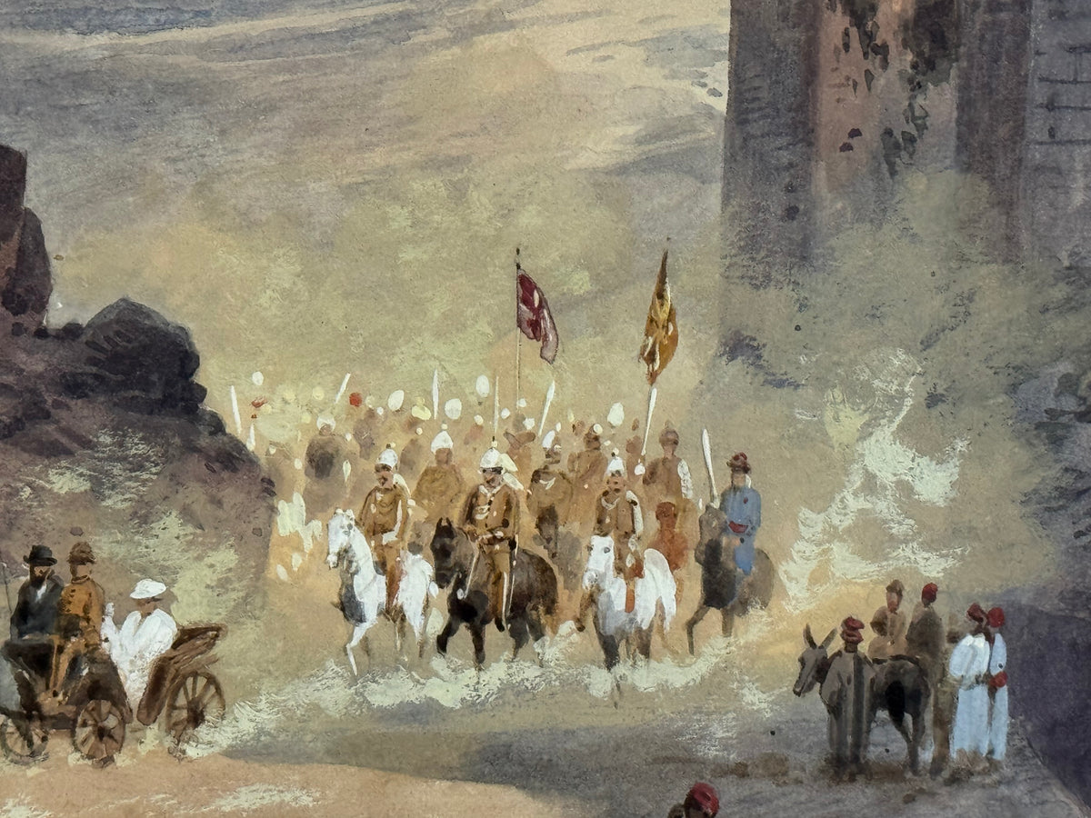 Historisches Aquarell von Friedrich Perlberg – Jerusalem während der Orientreise des Kaiserpaares