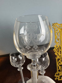 Quatre grands verres à eau, Kaiser Guillaume II, vers 1890