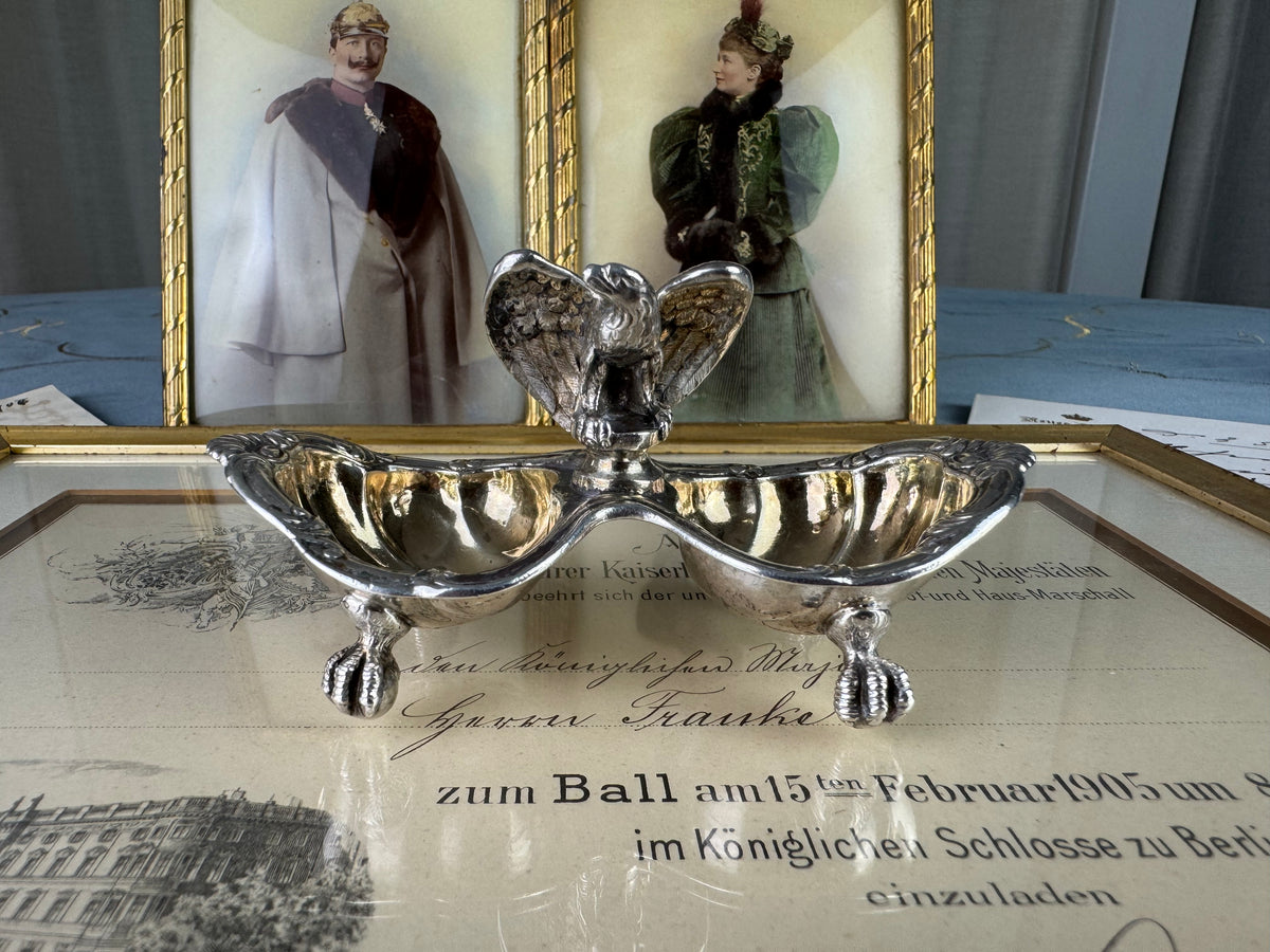 SY & WAGNER Silbernes Salzgefäß, Prinz Wilhelm, Kaiser Wilhelm II, ca. 1880