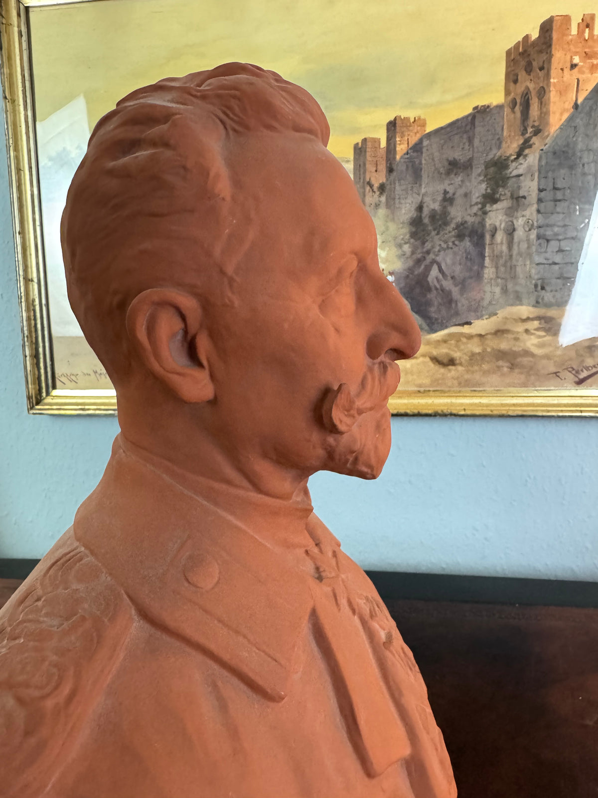MAX BEZNER Terrakotta-Büste von Kaiser Wilhelm II., Cadinen, datiert 1928
