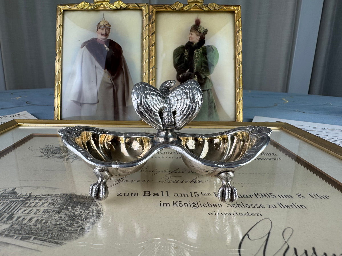 SY & WAGNER Silbernes Salzgefäß, Prinz Wilhelm, Kaiser Wilhelm II, ca. 1880