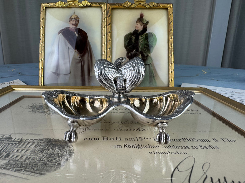 SY & WAGNER Silbernes Salzgefäß, Prinz Wilhelm, Kaiser Wilhelm II, ca. 1880