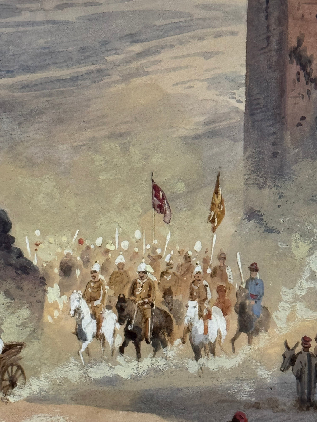 Historisches Aquarell von Friedrich Perlberg – Jerusalem während der Orientreise des Kaiserpaares