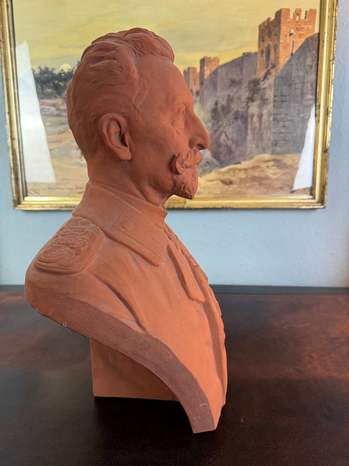 MAX BEZNER Terrakotta-Büste von Kaiser Wilhelm II., Cadinen, datiert 1928