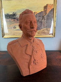 MAX BEZNER Terrakotta-Büste von Kaiser Wilhelm II., Cadinen, datiert 1928