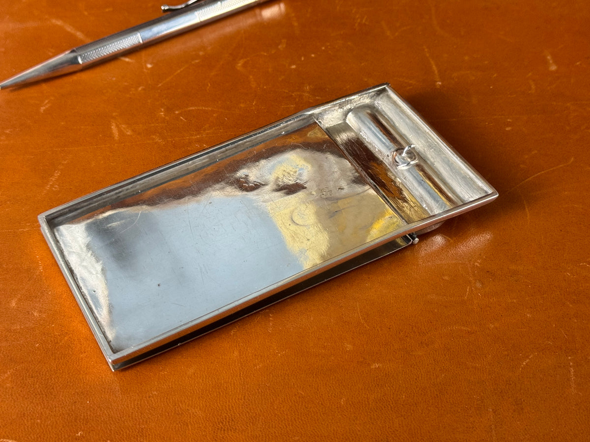 Antiker Silber Notizblockhalter mit Widmungsgravur und Unterschriften von Irene und Heinrich von Preußen