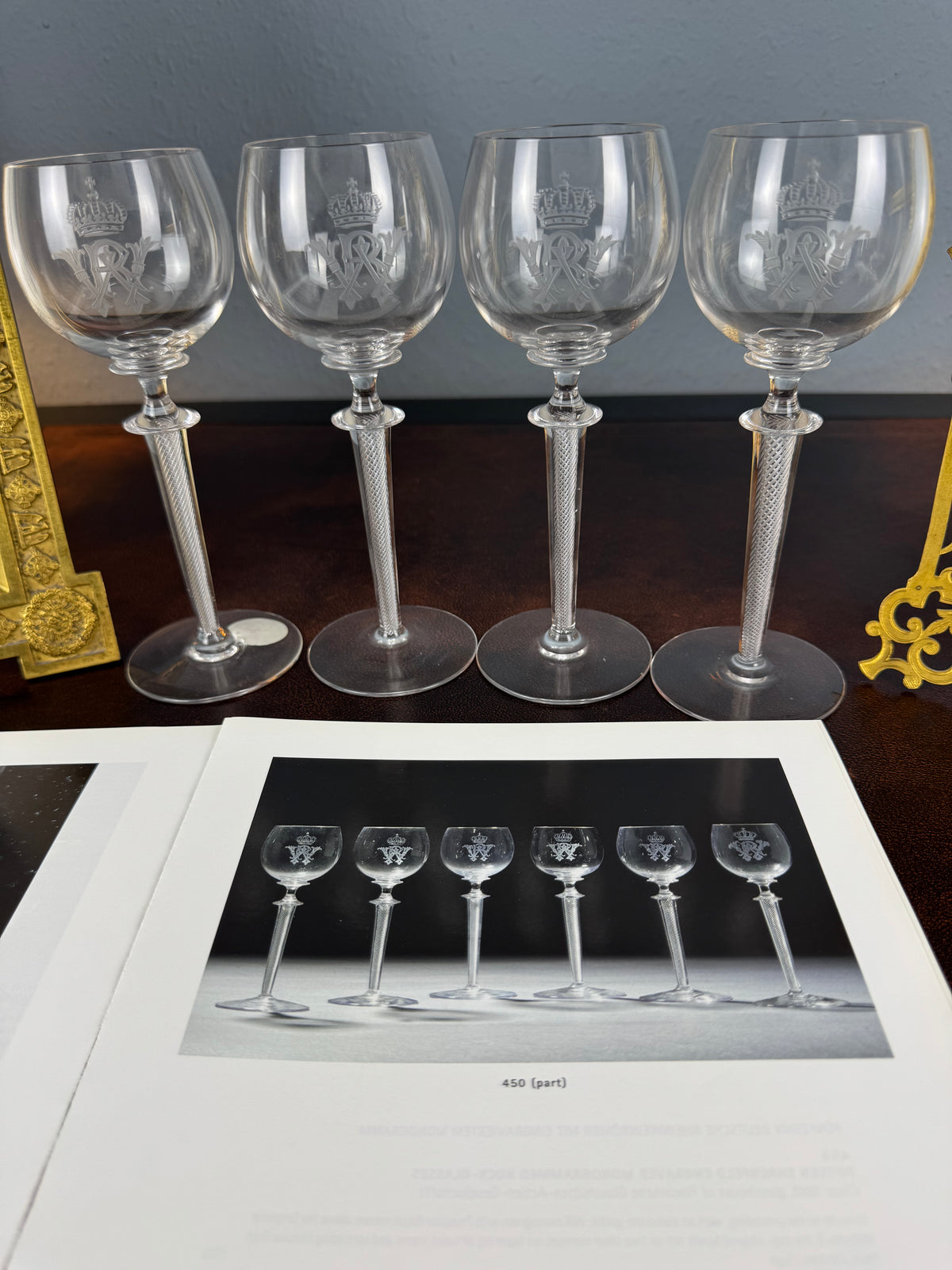 Quatre grands verres à eau, Kaiser Guillaume II, vers 1890