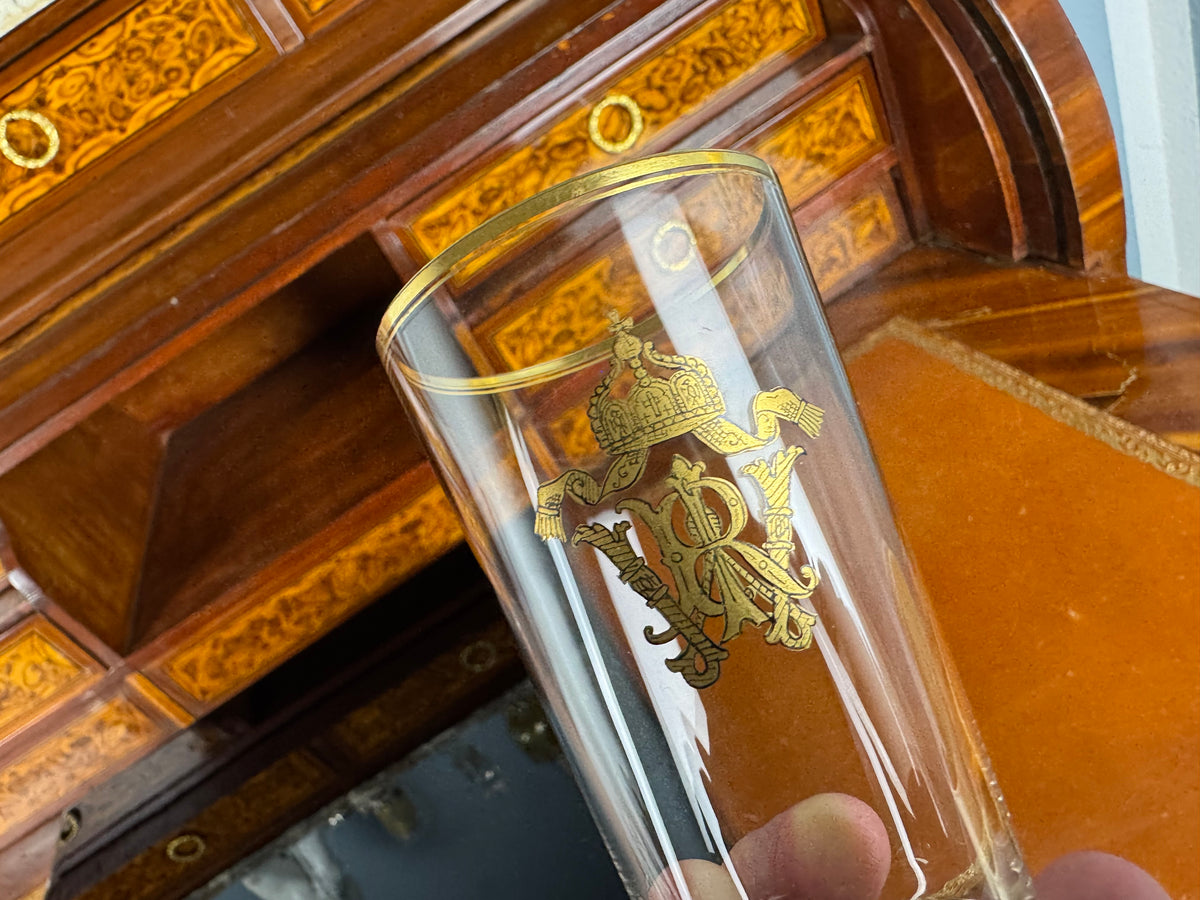 Kaiserliches Wasserglas & Portweinglas Wilhelm II. IRW Monogramm um 1900