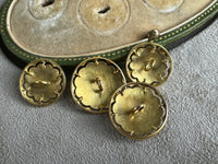 Originale goldene Manschettenknöpfe Kaiser Wilhelm II. mit Monogramm W II, Kaiserkrone, Brillanten und datiertem Originaletui von 1908.