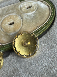 Originale goldene Manschettenknöpfe Kaiser Wilhelm II. mit Monogramm W II, Kaiserkrone, Brillanten und datiertem Originaletui von 1908.