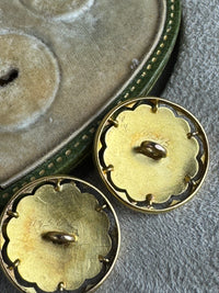Originale goldene Manschettenknöpfe Kaiser Wilhelm II. mit Monogramm W II, Kaiserkrone, Brillanten und datiertem Originaletui von 1908.