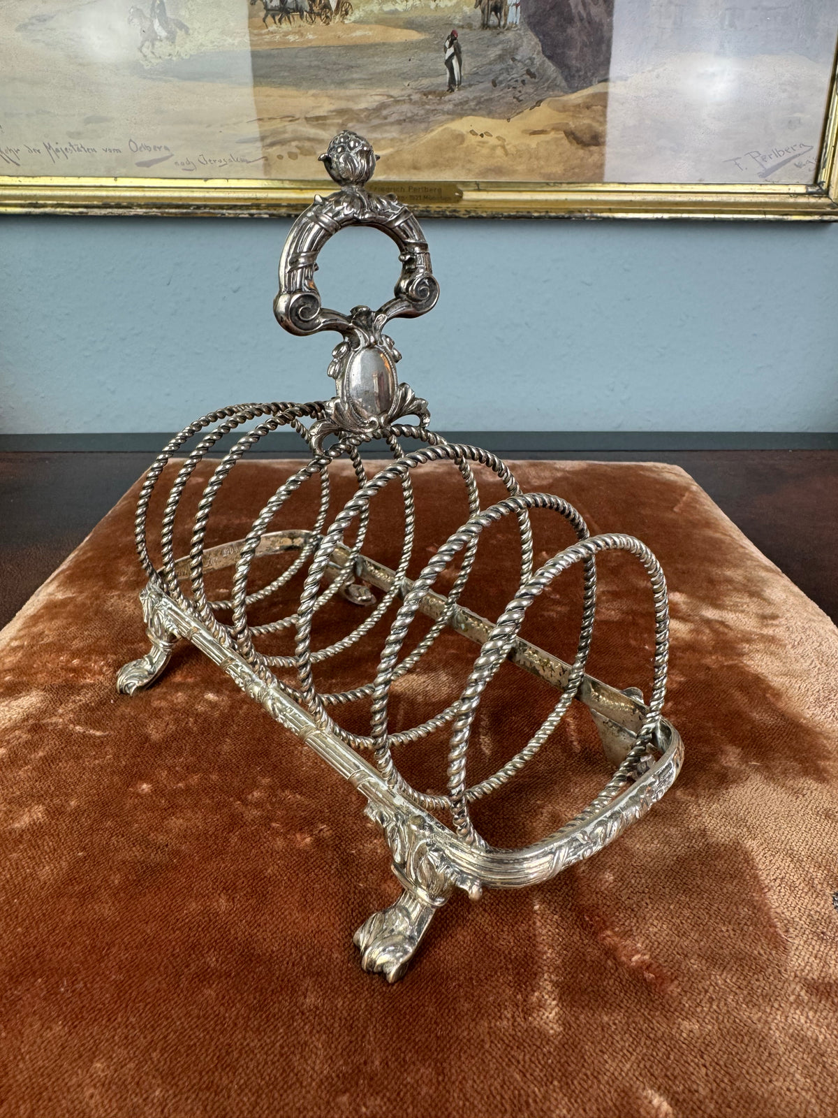 Antikes Toast Rack Kaiser Wilhelm II., Silber von H.J. Wilm Berlin, 1903