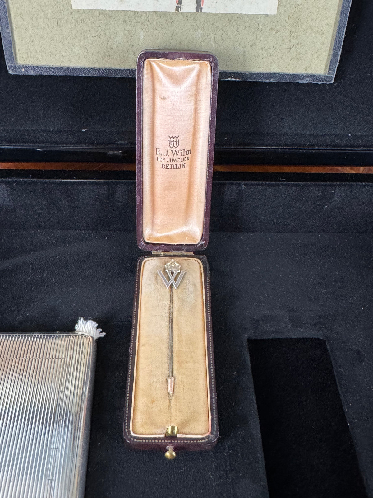 Silberne Geschenknadel aus dem Besitz von Kronprinz Wilhelm von Preußen mit Kaiserkrone, H. J. Wilm