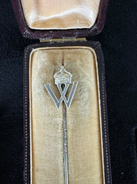 Silberne Geschenknadel aus dem Besitz von Kronprinz Wilhelm von Preußen mit Kaiserkrone, H. J. Wilm